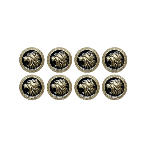 Image of Abs Golden 3D Lion Head Shank Button Embedded Enameled Lucite Round Abs Button for Blazer Suits Coat Bandhgala DIY Art & Crafts (Pack of 8 Small, Black Lucite)