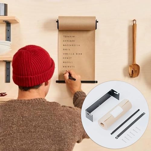 Support mural pour rouleau de papier avec cutter, design en acier durable pour gribouiller le dessin et les travaux manuels