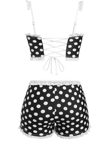 Image of ZAFUL Womens High Waisted Bikini Sets 2 Piece Plaid Ruffle Swimsuits Back Strap Top with High Waisted Shorts Bathing Suit