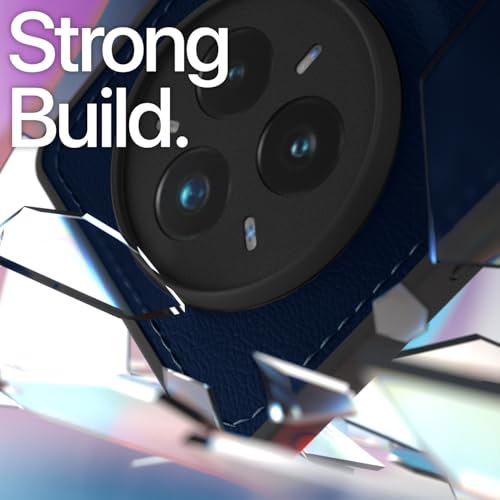 Image of Amazon Basics Back Cover for Realme 14 Pro 5G | Flexible Pu Leather | Full Camera Protection | Raised Edges | Super Soft-Touch | Bumper Case (Blue)