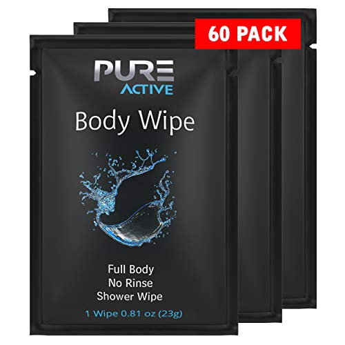 Shower Body Cleansing Wipes, 60 Individually Wrapped Personal Hygiene Body Wipes for Women and Men, Extra Large Extra Moist to Keep Clean After Gym Travel Camping Outdoors Sports (Fresh)