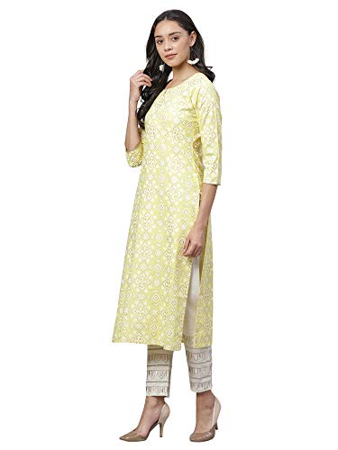 Image of INDO ERA Women's Viscose Rayon Floral Straight Kurta(IE27KT5PK1716)