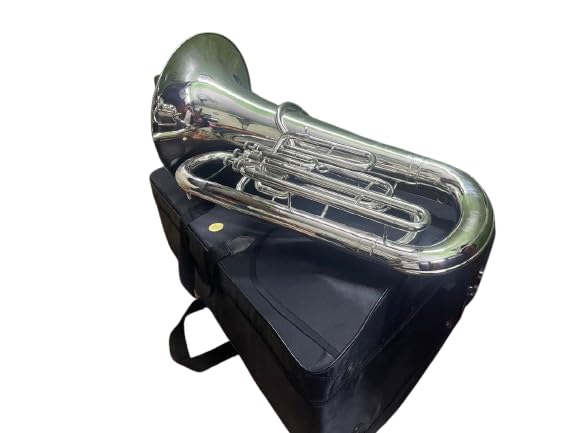 HAHAPA Tuba in Eb Flat, Silver Polished Brass, with Mouthpiece and Hard Case