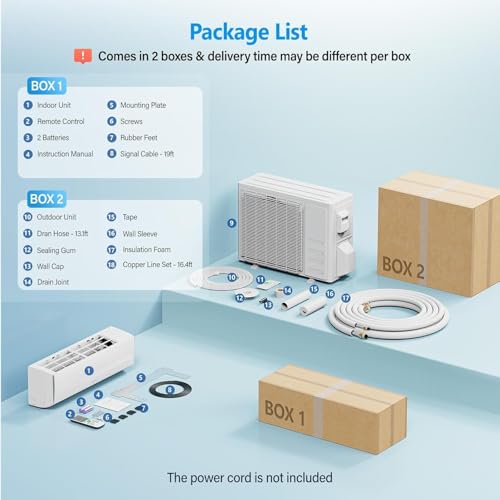 Image of 11500 BTU Mini Split Air Conditioner & Heat Pump, 17 SEER2 Inverter Ductless AC with WiFi, Alexa /Assistant, 7 Modes, 4d Auto Swing, Ultra Quiet Wall-Mounted System