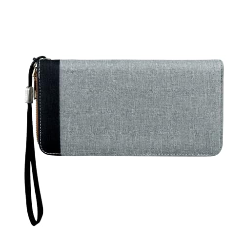 Mens Wallet, Long Canvas Wallet for Men Large Capacity Card Holder Wallet with Multi Card Slots and Cash Slots (Grey)