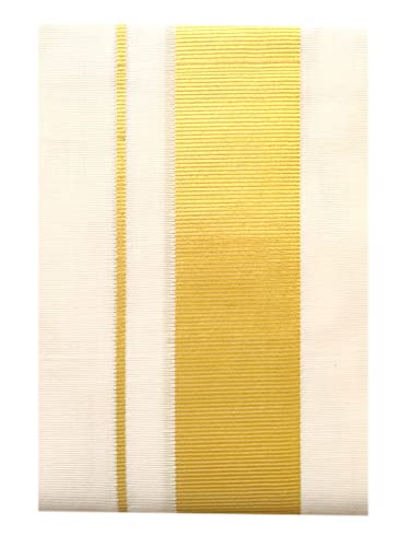 Image of Mens Rich Jari Border 100% Cotton Cream Dhoti 4.00 Meters Double Mundu /Vesti