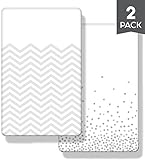 Organic Cotton Crib Sheet Set: Pack N Play & Mini Crib Mattress Sheets - Fitted Baby Bed Sheets - Soft & Breathable Unisex Nursery Bedding for Infants & Toddlers - 39