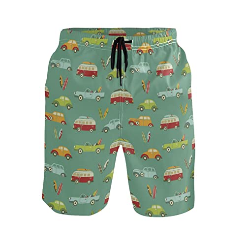 Surf Bus Car Surfboards Men's Swim Trunks Beach Shorts Quick Dry Swim Board shorts With Pockets M