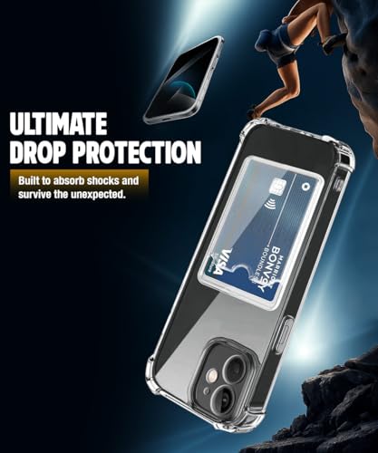 Image of WOW IMAGINE Transparent Back Cover Case for iPhone 11 | Flexible Built-in Slim Card Pockets Wallet | 360 Camera Protection TPU | Soft Silicone Mobile Cover - Transparent