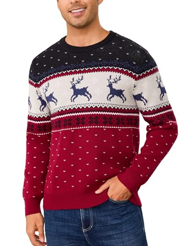 Wayleb Christmas Pullover Herren Warm Rundhals Strickpullover mit...
