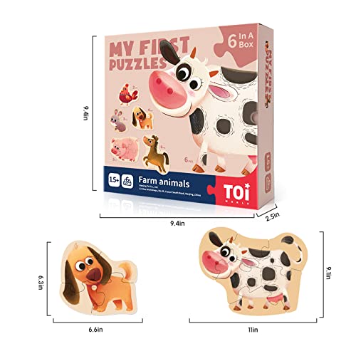 Image of TOI 6 Packs Large Piece Toddler Jigsaw Puzzles for Kids Ages 2-4 - Farm