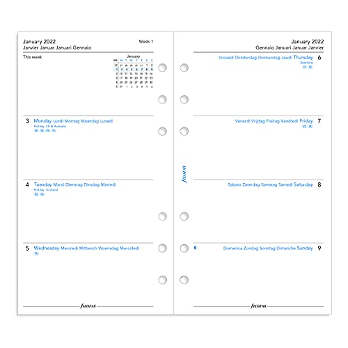 Filofax The Original Organizer, Personal Size, Stone - Leather, Six Rings, Week-To-View Calendar Diary, Multilingual, 2022 (C026069-22) #TOP5
