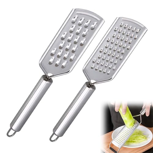 2-Piece Stainless Steel Grater Set - Multi-Purpose Kitchen Tool for Cheese, Zest & Vegetables, Includes Fine Blade with Hanging Hole for Easy Storage