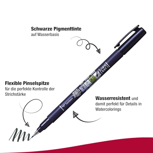 Tombow WS-BHS-2P Brush Pen Fudenosuke je 1 x mit Harter und weicher Spitze