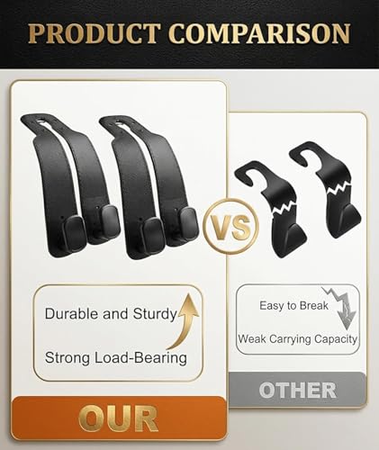Image of Kaden Car Seat Headrest set of 4 Hooks Universal Car Purse Holder Bag Hanger Heavy Duty Back Seat Organizer for Handbags Grocery Bags Shopping Bags Car Bag Holder for Purses & Bags Hanging Accessories