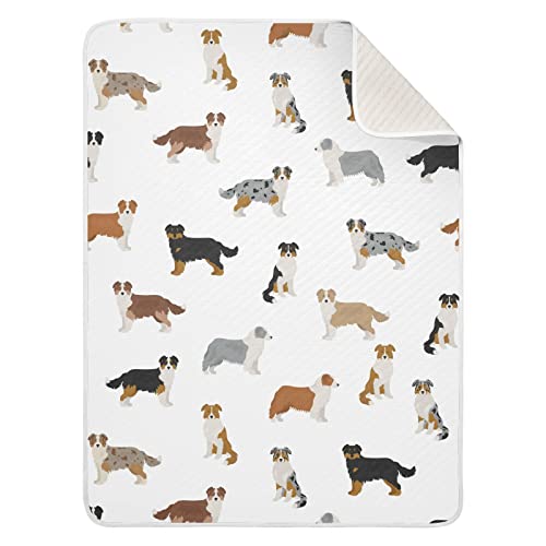 Image of Swaddle Blanket Australian Shepherd Dog Cotton Blanket for Infants, Receiving Blanket, Lightweight Soft Swaddling Blanket for Crib, Stroller, Nursery Blankets, 30x40 in
