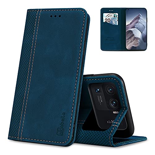 AKABEILA Xiaomi Mi 11 Ultra Étui, Xiaomi Mi 11 Ultra Coque Cuir Housse Silicone Xiaomi Mi 11 Ultra Étui Portefeuille Protection à Rabat en PU avec Fermeture Magnétiquefentes pour Cartes, Bleu Cover