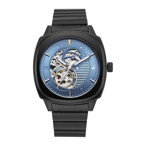 Image of Fastrack Automatics 3.0 Analog with Blue Dial Black Stainless Steel Metal Strap Watch for Men - 3333NM01