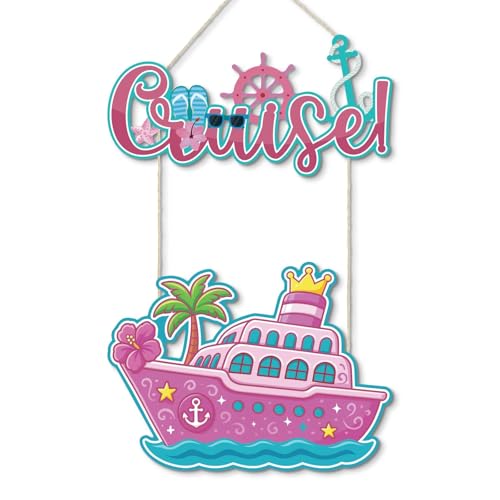 Putuo Decor Cruise Ship Door Decoration, Pink Multi-Piece Wall Decor Set - Cute and Elegant Cruise Ship Ornament for Bon Voyage Party Decorations, Gift for Cruise Lover