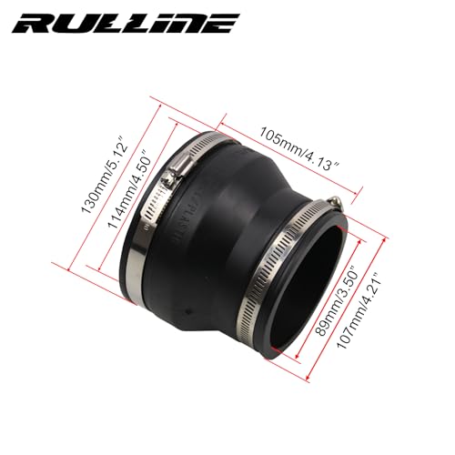 Image of RULLINE 4 inch to 3 inch Inch Black PVC Reducer Coupler with 2pcs Clamps RV Plumbing Fittings PVC Pipe Coupler Adapter RV Sewer Connection