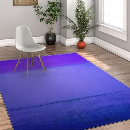 Tapis de sol lavable style Rothko bleu-violet pour salon