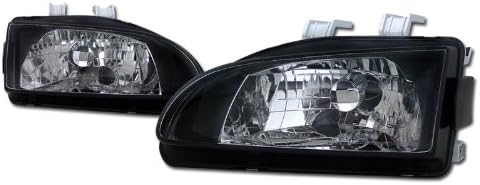 Topline Autopart Jdm Crystal Black Clear Head Lights Lamp Left+Right Pair K2 92-95 Honda Civic Eg
