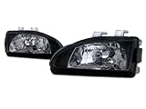 Topline Autopart Jdm Crystal Black Clear Head Lights Lamp Left+Right Pair K2 92-95 Honda Civic Eg