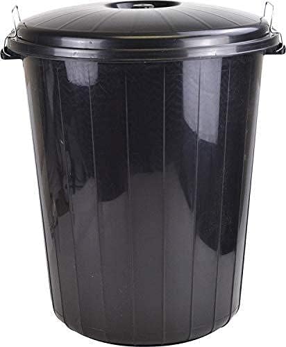 – Sterling Ventures 25L Garden Waste Rubbish Dust Bin with Locking Lid (Black)