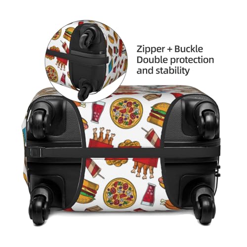 Hot Dog Pizza Luggage Cover Protector Anti-Scratch Washable Fits 18-32 Inch Luggage-Small4