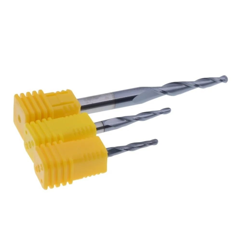 Fraises à bout conique en carbure de tungstène massif, 3.175mm 4mm 6mm, mèches de routeur Cnc coniques for menuiserie et métal(R2.0-30.5-D6-75L)