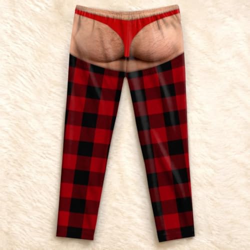 Thong Pajama Pants Man Ugly Christmas Butt Print Loungewear Party & Present - image 6