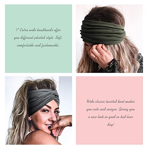 Aktvshow 7'' Wide Headbands For Women, Extra Large Turban Workout Headband Fashion Yoga Hair Bands Boho Twisted Thick Hair Accessories, 8Pack #TOP3