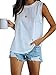 Women's Summer Sleeveless Tank Top Loose Fit Casual Crew Neck T Shirts Basic Tee Tops White