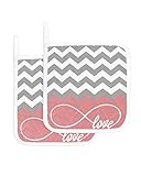 Pot Holders Machine Washable Heat Resistant Potholder, Gray Pink Ripple, Love Infinite Kitchen Potho