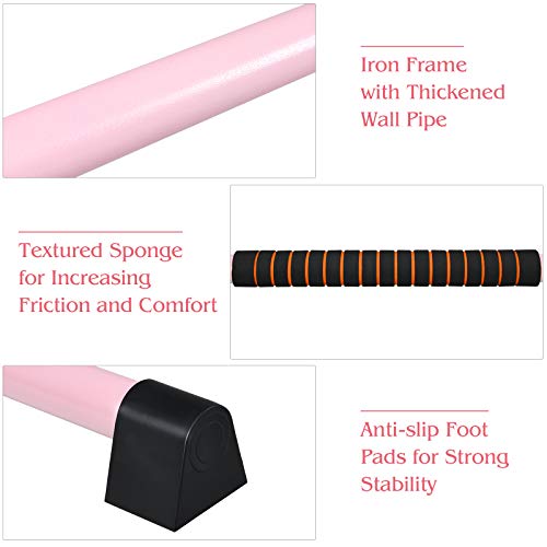 Goflame Ballet Barre Portable Double, 4Ft Freestanding Ballet Barre Adjustable, Heavy Duty Dancing Stretching Ballet Bar For Home, Dance Barre, Fitness Ballet Bar (Pink) #TOP4