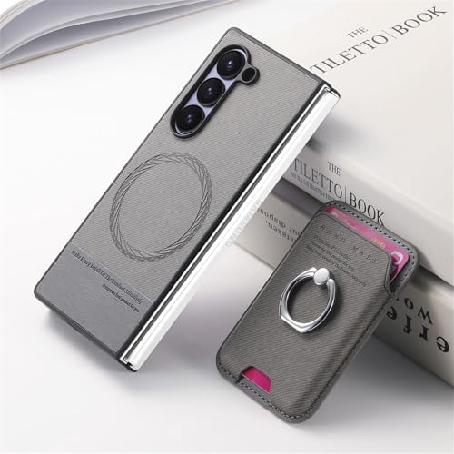 For Galaxy Z Fold6 �p �P�[�X ���O���\�ȃ}�O�l�b�g�����U�[�E�H���b�g �J�[�h�z���_�[�u���P�b�g�J�o�[�t�� Magsafe�Ή� �M�����N�V�[ Z Fold 6 �p�J�o�[ �����O�t�� ���z�^IC�J�[�h���[ �X�^���h�@�\ RFID�u���b�L