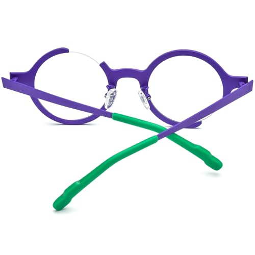 Image of FONEX Colorful Pure Titanium Glasses Frame Women Retro Round Eyeglasses