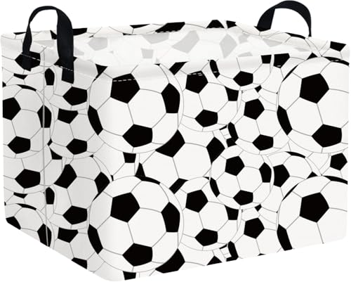 Image of FXOLCSHE Rectangular Easter Soccer Basket,Sports Boys box,Collapsible waterproof college dorm laundry basket,Baby Nursery Hamper,Boys Soccer Room Decor(Big football)