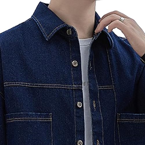 Maiyifu-GJ Men's Distressed Denim Jacket Cotton Lightweight Casual Button Down Trucker Jackets Biker Jean Coat Outerwear2