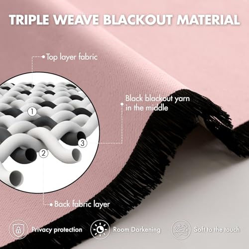 Image of ANRODUO Light Pink Back Tab Blackout Curtains 120 Inch Length 2 Panels | Rod Pocket,Thermal Insulated Room Darkening Light Blocking Curtains for Living Room Bedroom Privacy,W52xL120