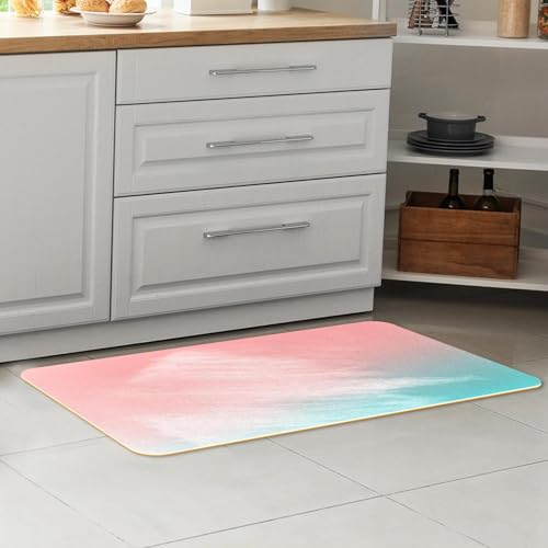2 Alfombrillas de cocina VAPOKF rosas blancas y azuis lavables antideslizantes 7