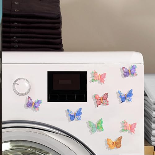 Image of 9PCS Cute Butterfly Fridge Magnets, Stylish Refrigerator Accessories for Kitchen, Office, Home Decor, Cartoon Flower Pot Design with Strong Hold, Mini Vase Magnets for Gift