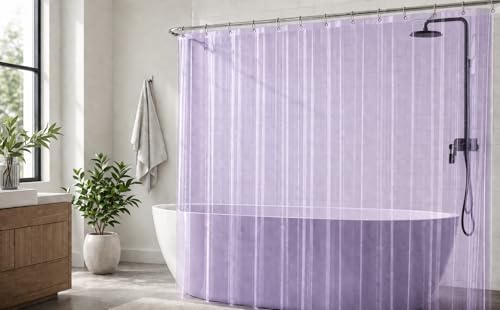 Image of EHZNZIE Purple Shower Curtain Liner 72x72, PEVA Waterproof Bath Curtain, No Chemical Smell, 3 Weighted Magnets, Durable with Rustproof Metal Grommets