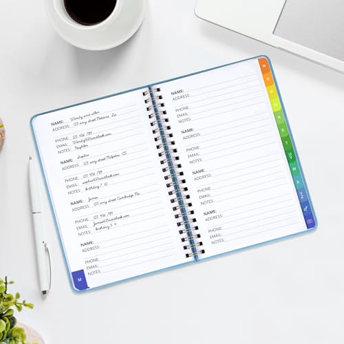 Address Book with Alphabetical Tabs-Address and Password Book for Seniors - Hardcover Spiral Bound Phone Book- Record Contacts,Website Login Passwords, Special Days -5.7" x 7.7", Blue - Thumbnail 4