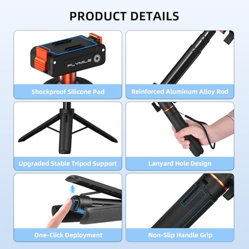 Image of 21 inch Action 6 Camera Tripod, Magnetic Quick Release Adapter Selfie Stick Extended Pole Handle Grip with 360 Ball Head & Cold Shoe Mount, Mini Table Desk Tripod for DJI Osmo Nano Accessories