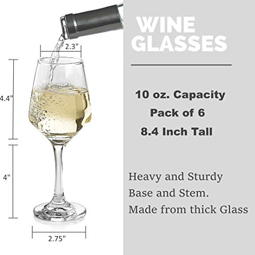 Premium Wine Glasses 10 Ounce - Clear Classic Wine Glass With Stem Pack Of 6 - Great For White And Red Wine - Elegant Gift For Housewarming Party #TOP2