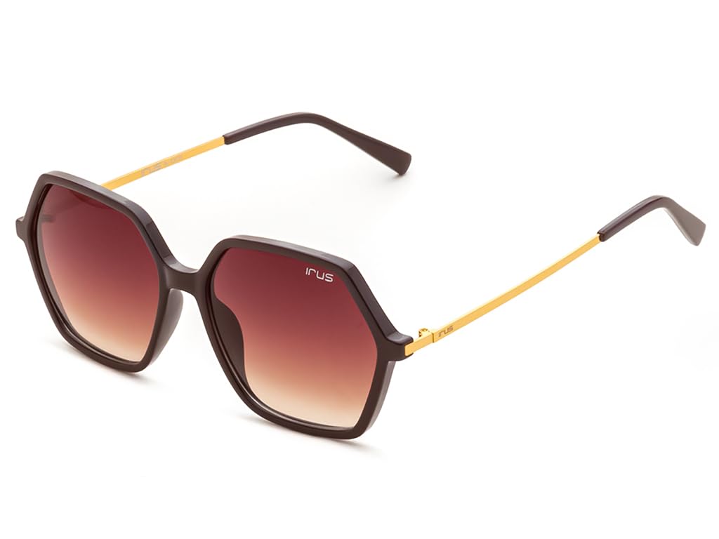IRUS sunglasses| 100% UV protected | Gradient | Full Rim | Hexagon | Women | Large | Shiny Brown Polycarbonate Frame | Bro... - Review, Price and Buying Guide