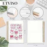 ETVISO God Says You are Christian Notebook, różowa kokarda dziennik biblijny, religijny dziennik modlitewny dla kobiet, notatniki kościelne, notatnik spiralny w twardej okładce, 14 x 21 cm