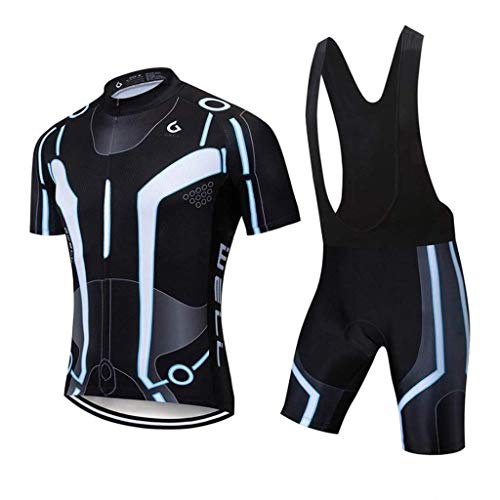 MOXILYN Mens Bike Shirt Cycling Jerseys Kit + Bib Shorts Quick-Dry Full Zipper Riding Clothes Set by MOXILYN - Used condition - US$15.38