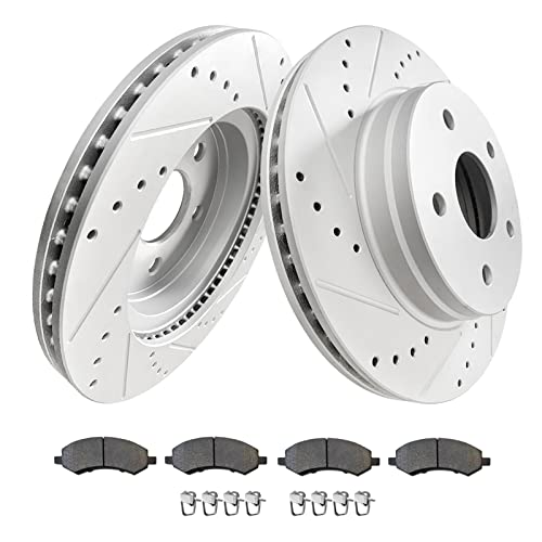 Weize BRA-0118-DR0617 Front +Rear Truck & Tow Brake Kit, Carbon Fiber Ceramic Brake Pads & Drilled/Slotted Brake Rotors thumb #7